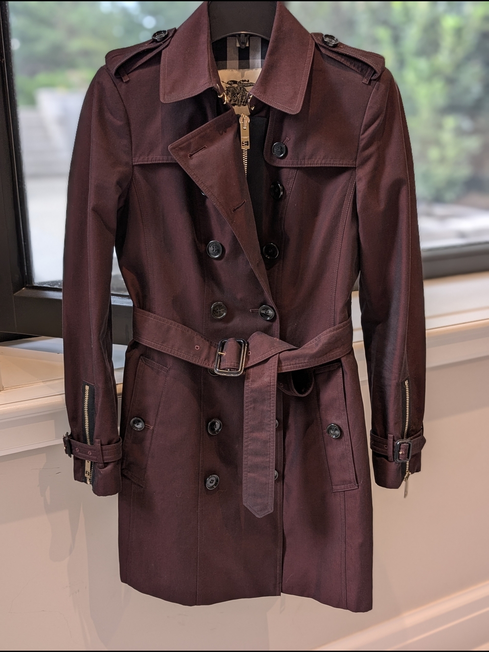 Burberry Women's Burgundy Trench Coat